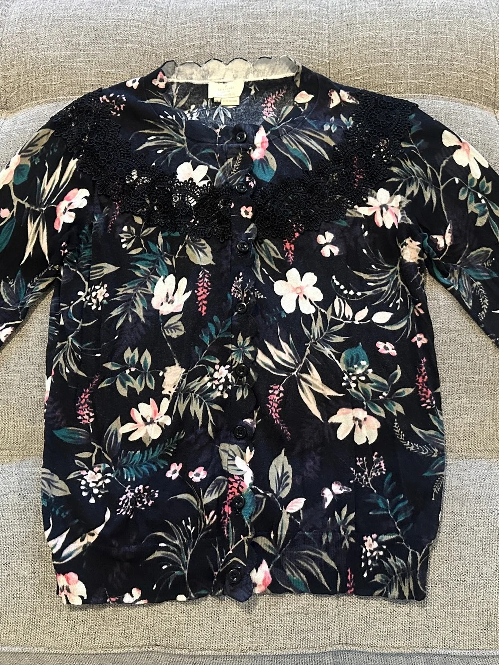 kate spade cream and navy label sweater